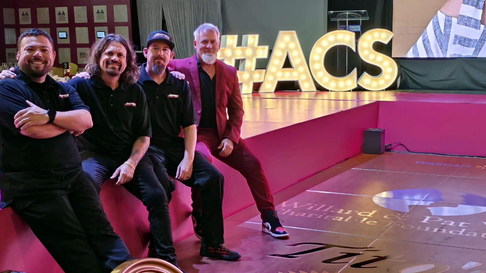 Nick Gasmena and the live production team beside the American Cancer Society event stage