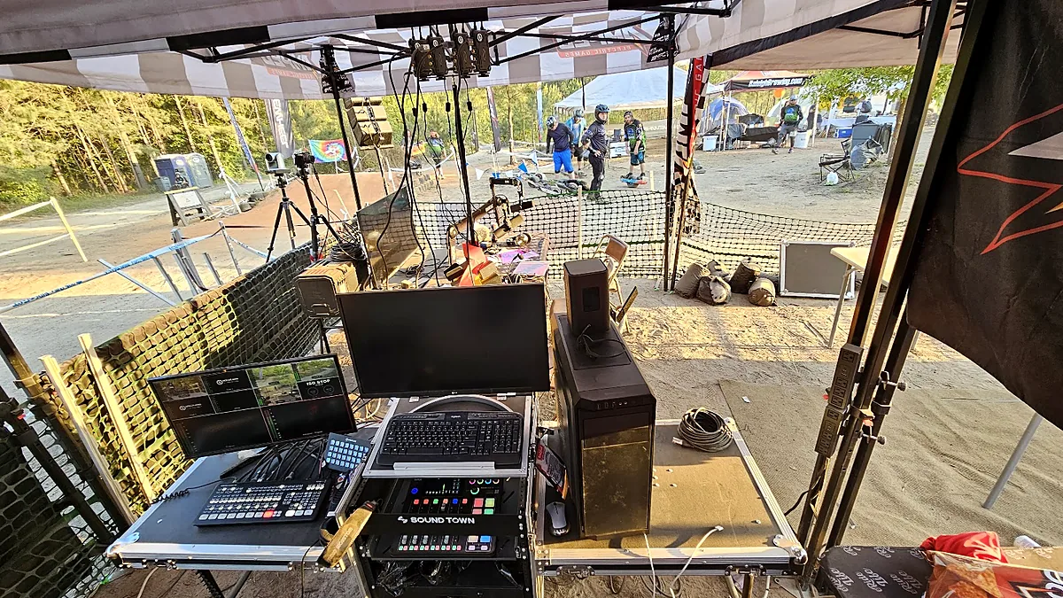 Portable video switching and production-control system deployed at an outdoor event